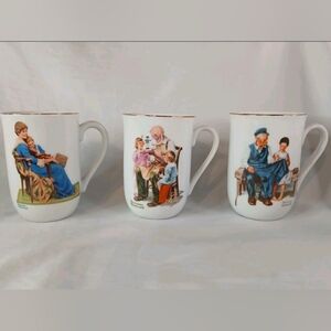 Norman Rockwell Museum Set of 3 Porcelain Mugs.